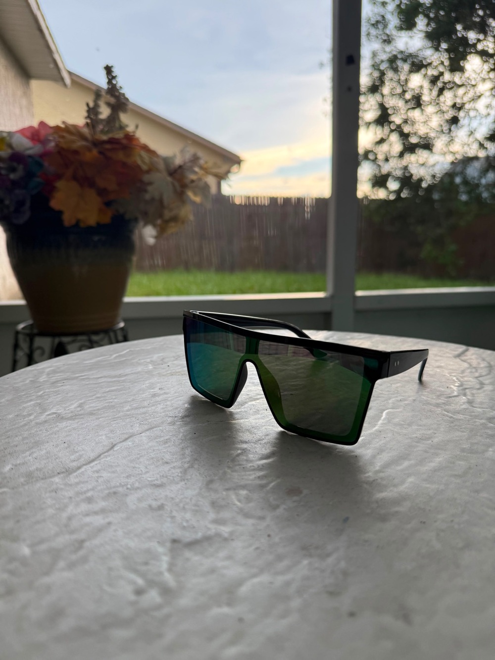 Mirrored Shield Sunglasses - Green/Purple Lens - Picture 5 of 7